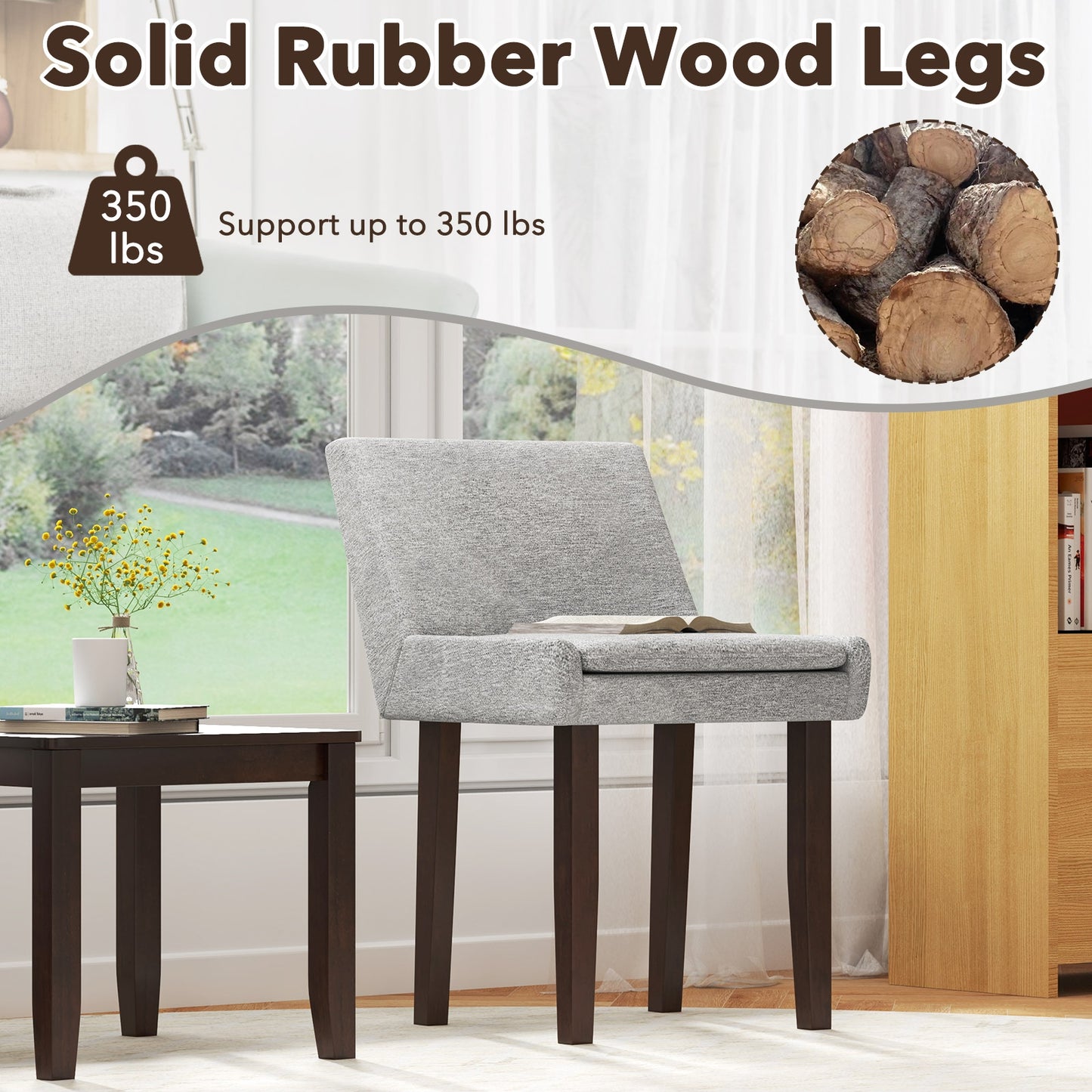 3 Piece Accent Chair and Table Set with Upholstered Seats and Wooden Frame