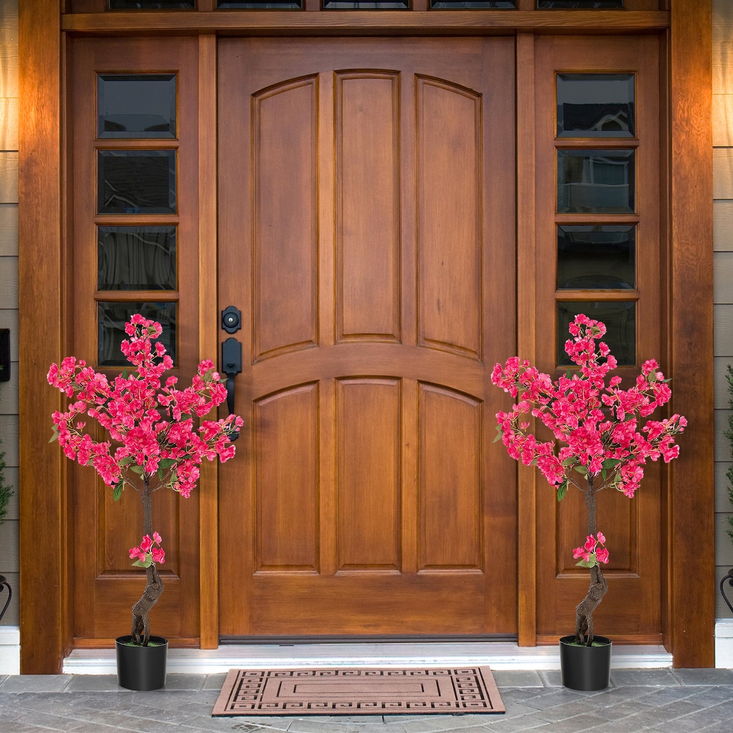 2 Pack 41 Inch Artificial Plum Blossom Tree with 92 Silk Flowers - Faux Floral Plants for Home Décor