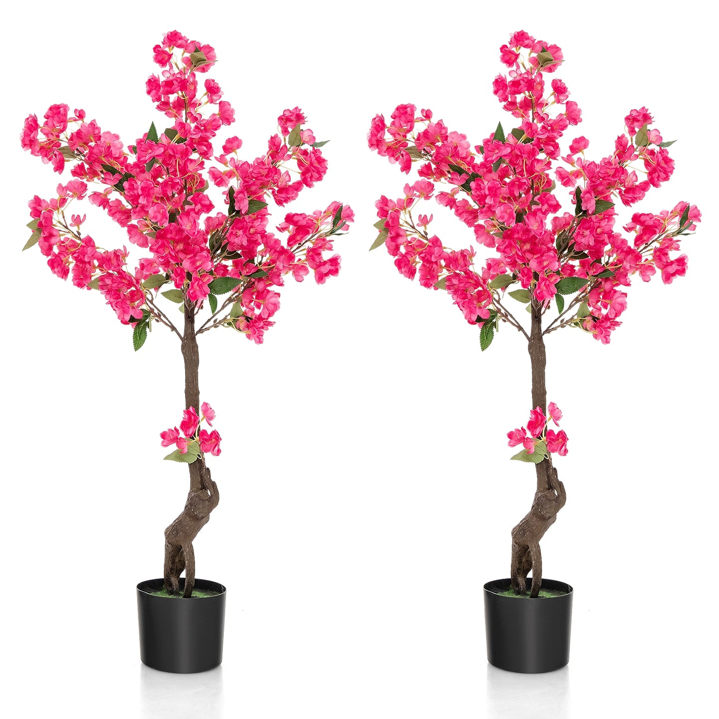 2 Pack 41 Inch Artificial Plum Blossom Tree with 92 Silk Flowers - Faux Floral Plants for Home Décor