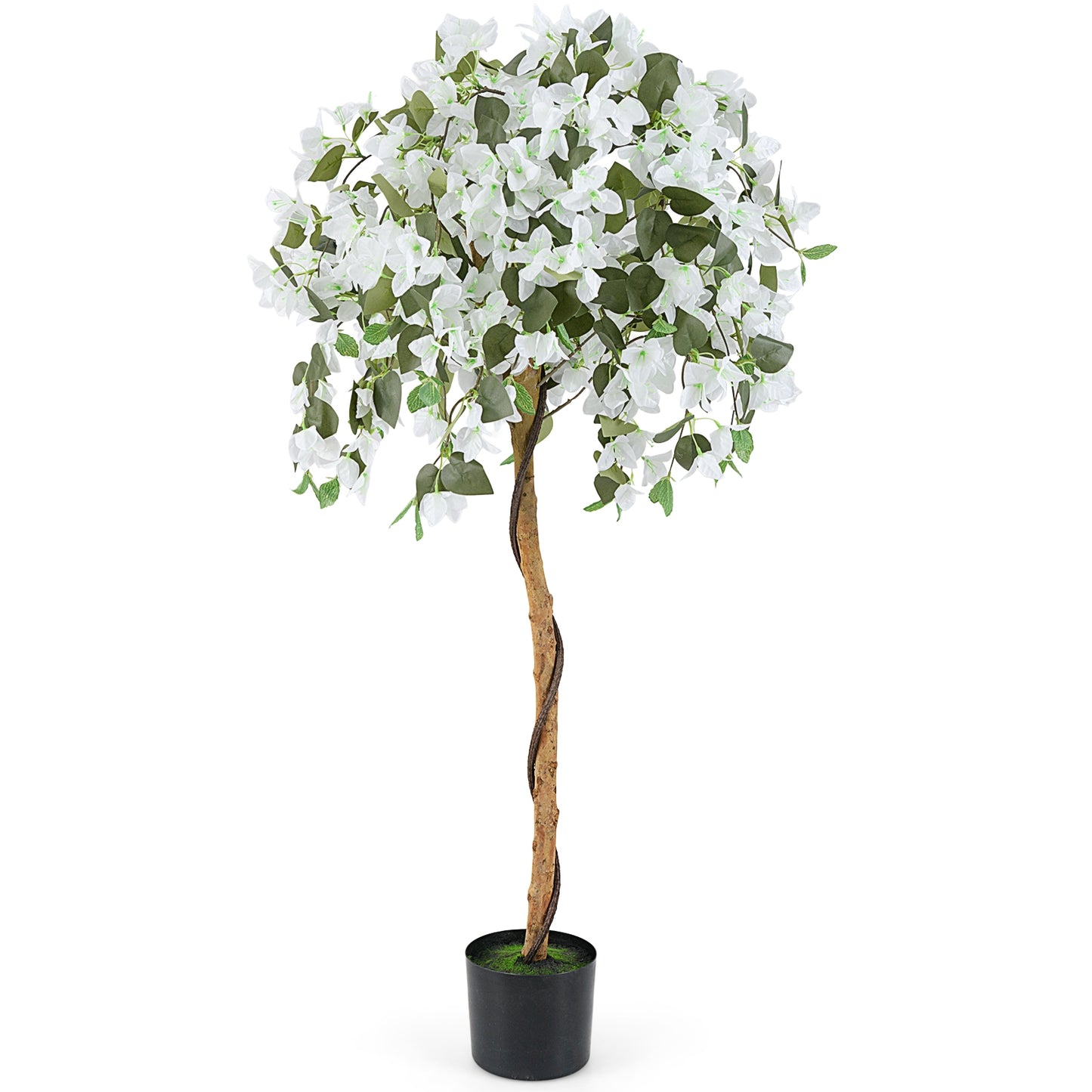 4.5ft Artificial Azalea Tree with Realistic Flowers and Cement Pot – Lifelike Indoor/Outdoor Décor