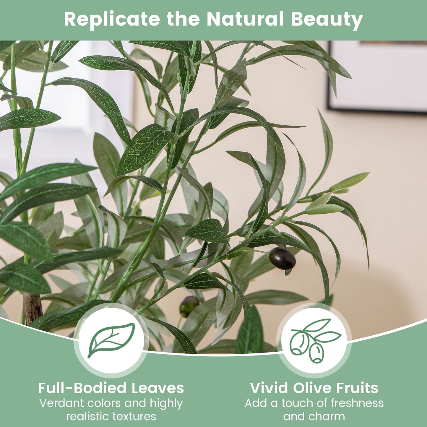Set of 2 - 4.5ft Artificial Olive Trees with Realistic Fruits