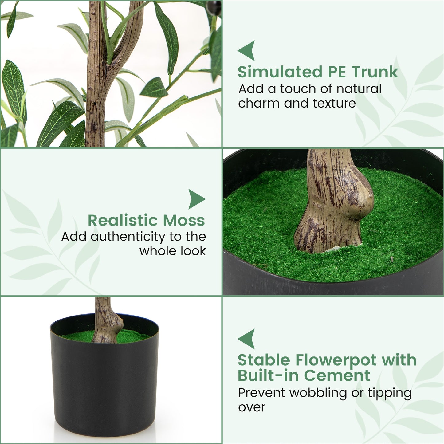 Set of 2 - 4.5ft Artificial Olive Trees with Realistic Fruits