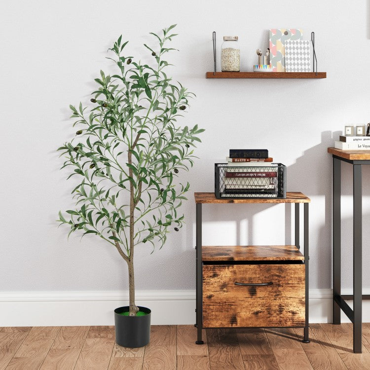 Set of 2 - 4.5ft Artificial Olive Trees with Realistic Fruits