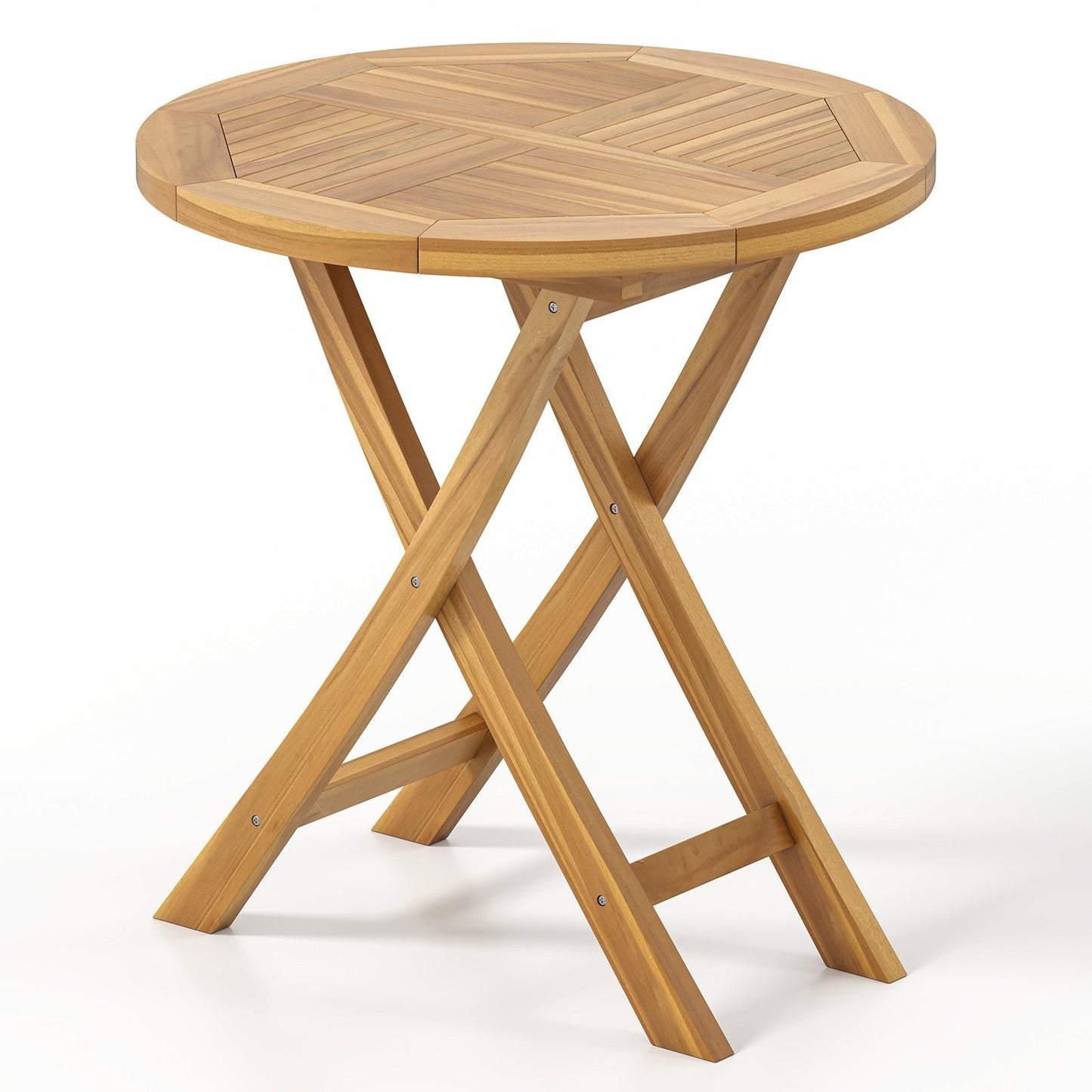 Outdoor Teak Wood Dining Table with Slatted Top and Durable X-Frame for Patio and Garden