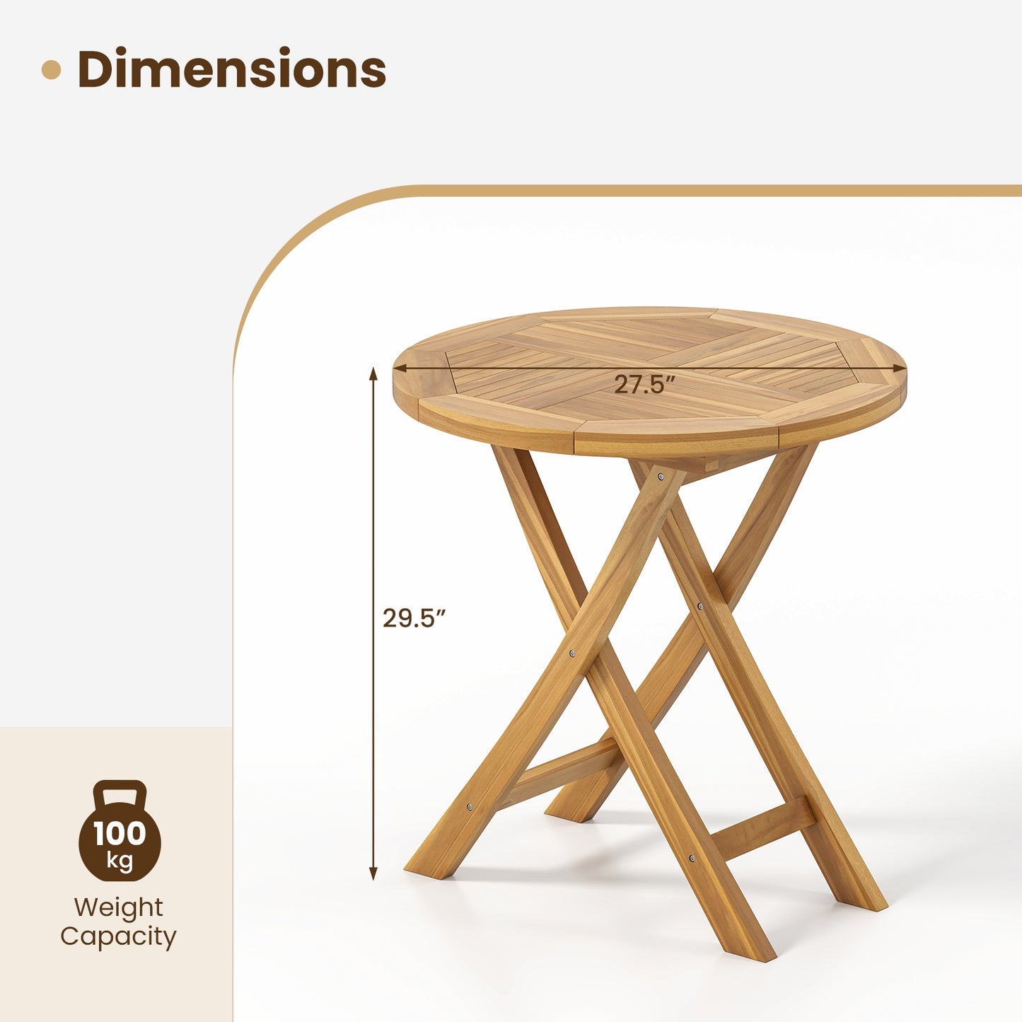 Outdoor Teak Wood Dining Table with Slatted Top and Durable X-Frame for Patio and Garden