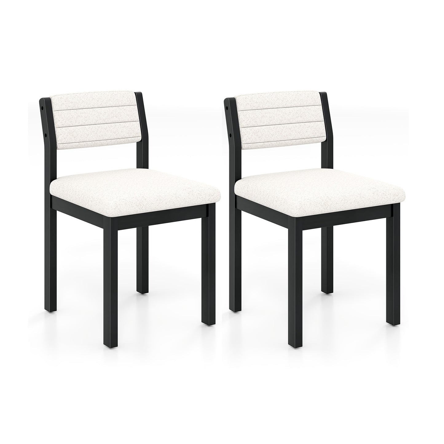 Sherpa Upholstered Dining Chairs with Ergonomic Armless Design and Sturdy Wood Frame, Set of 2