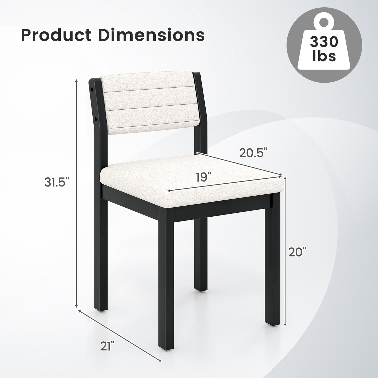 Sherpa Upholstered Dining Chairs with Ergonomic Armless Design and Sturdy Wood Frame, Set of 2