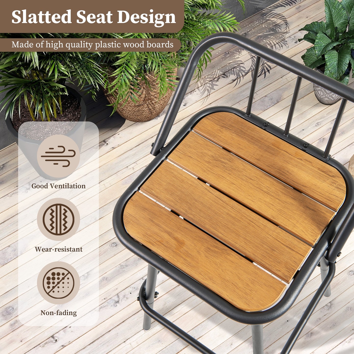 Modern Swivel Bar Stool Set of 2 with 360° Seat Backrest and Footrest