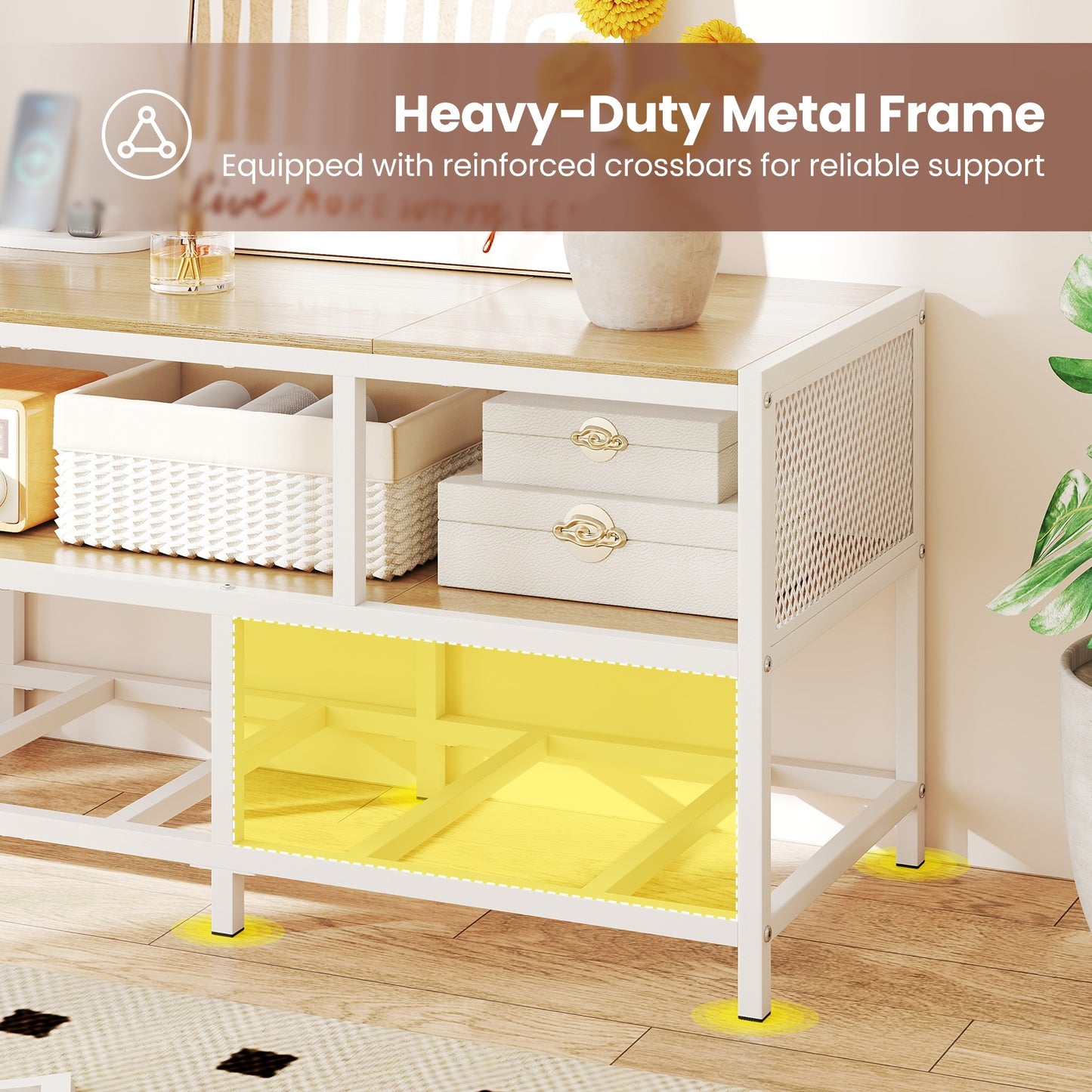 Modern Media Console with Charging Station and Storage for TVs up to 65 Inches - Natural