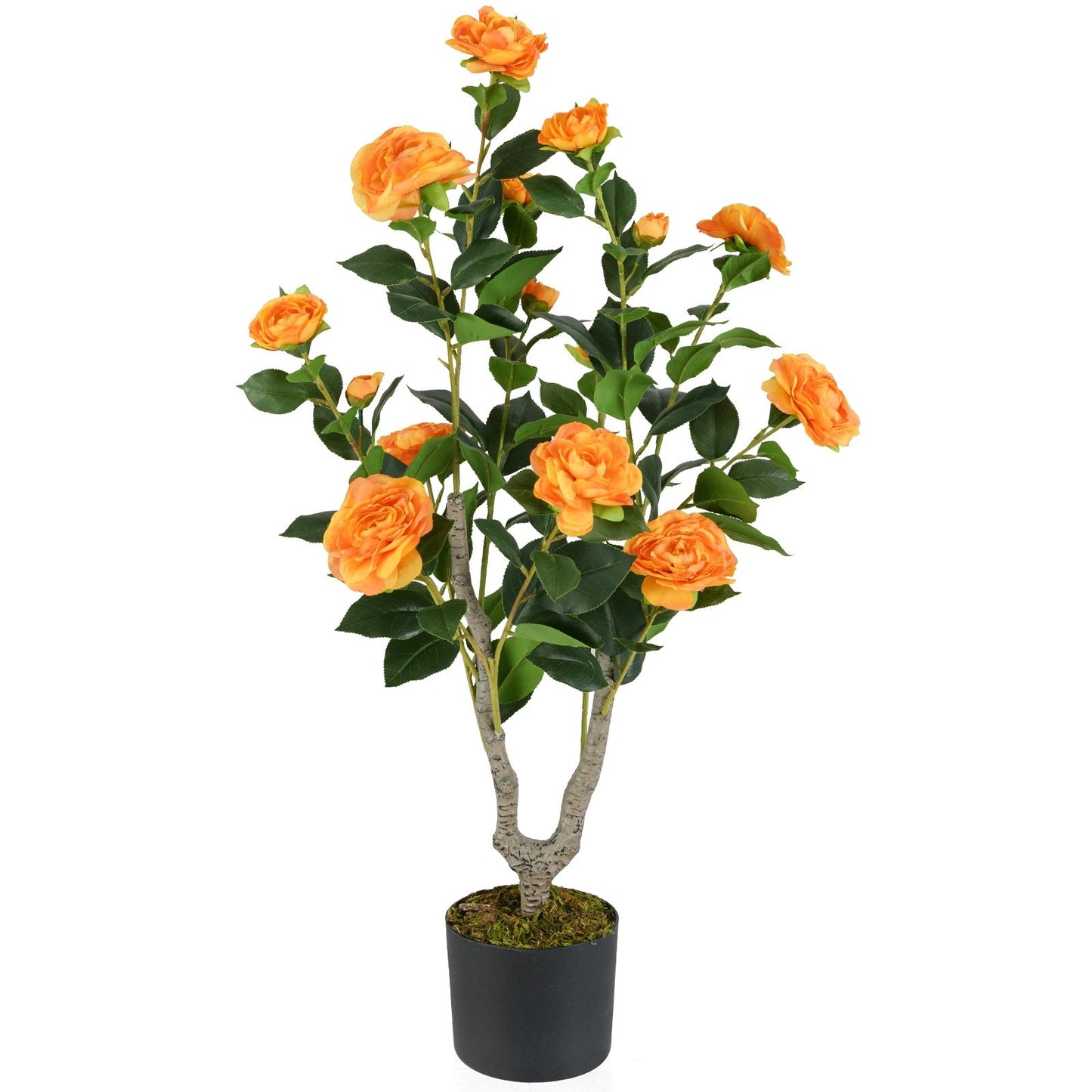 36 Inch Artificial Camellia Tree with Vibrant Blooming Flowers
