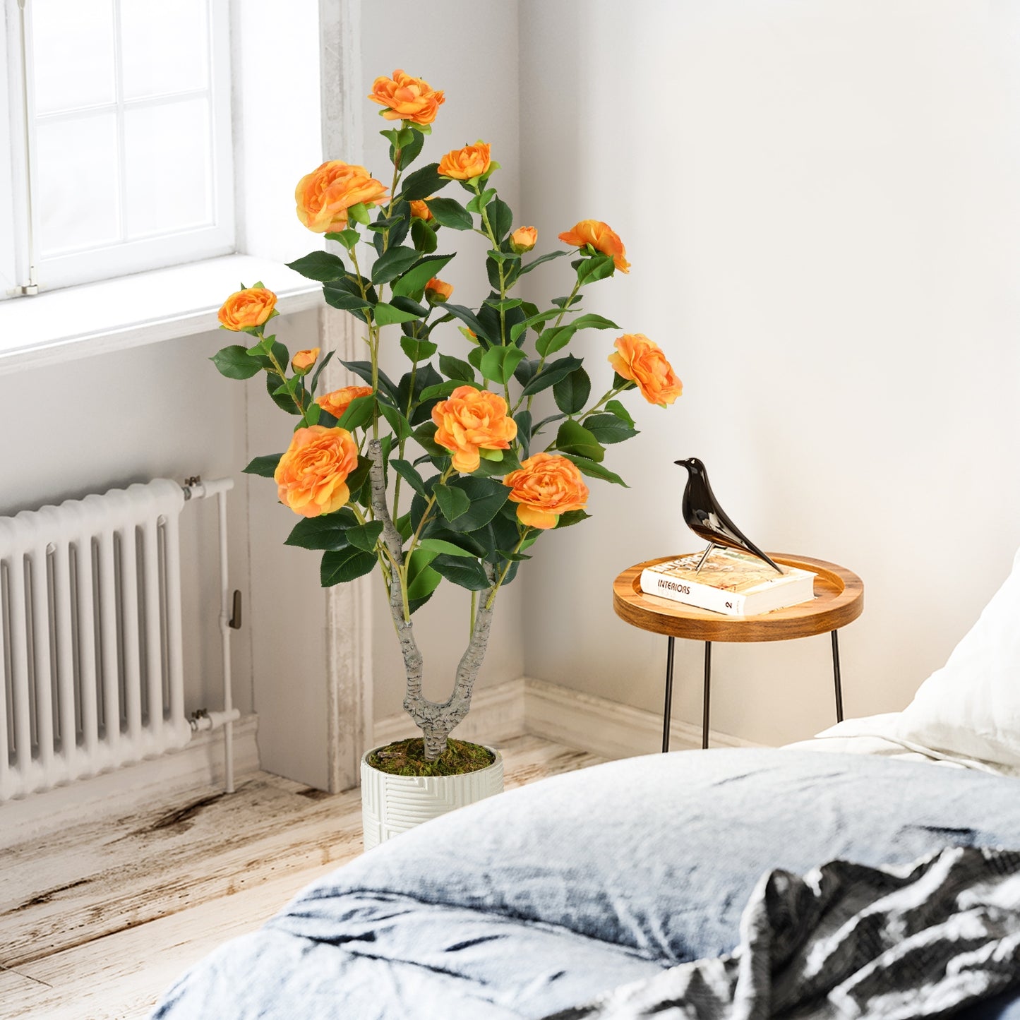 36 Inch Artificial Camellia Tree with Vibrant Blooming Flowers