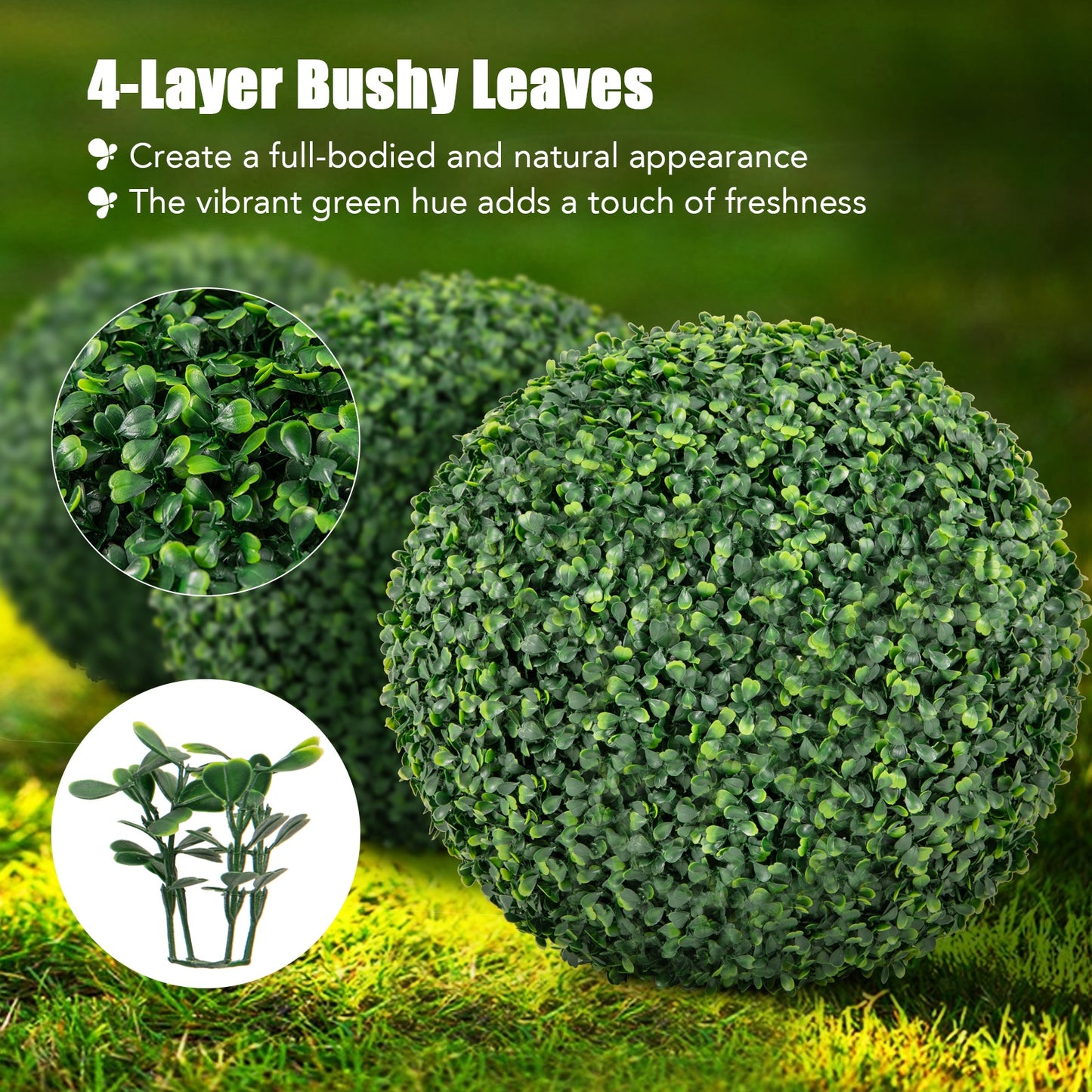 Set of 2 Artificial Boxwood Topiary Balls – 16" & 20" Faux Greenery for Patio, Garden, Front Door & Balcony