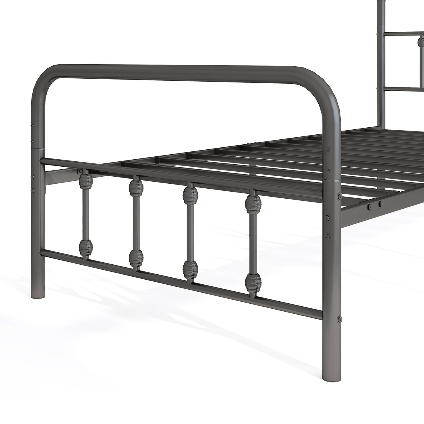Victorian Style Metal Bed Frame with Headboard and 12.5" Underbed Storage – Twin Size