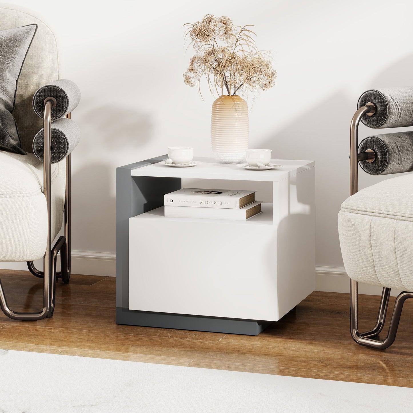 Stylish Modern Nightstand with Drawer for Bedroom Organization