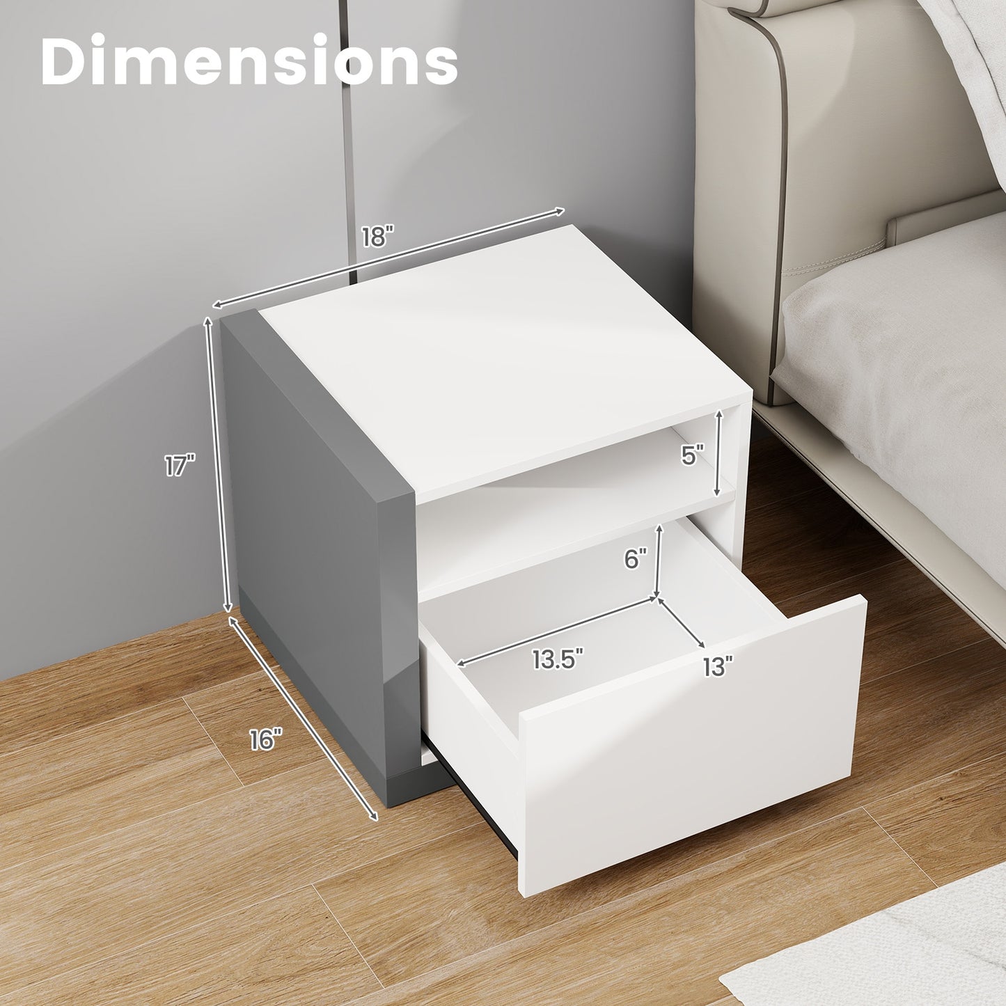 Stylish Modern Nightstand with Drawer for Bedroom Organization