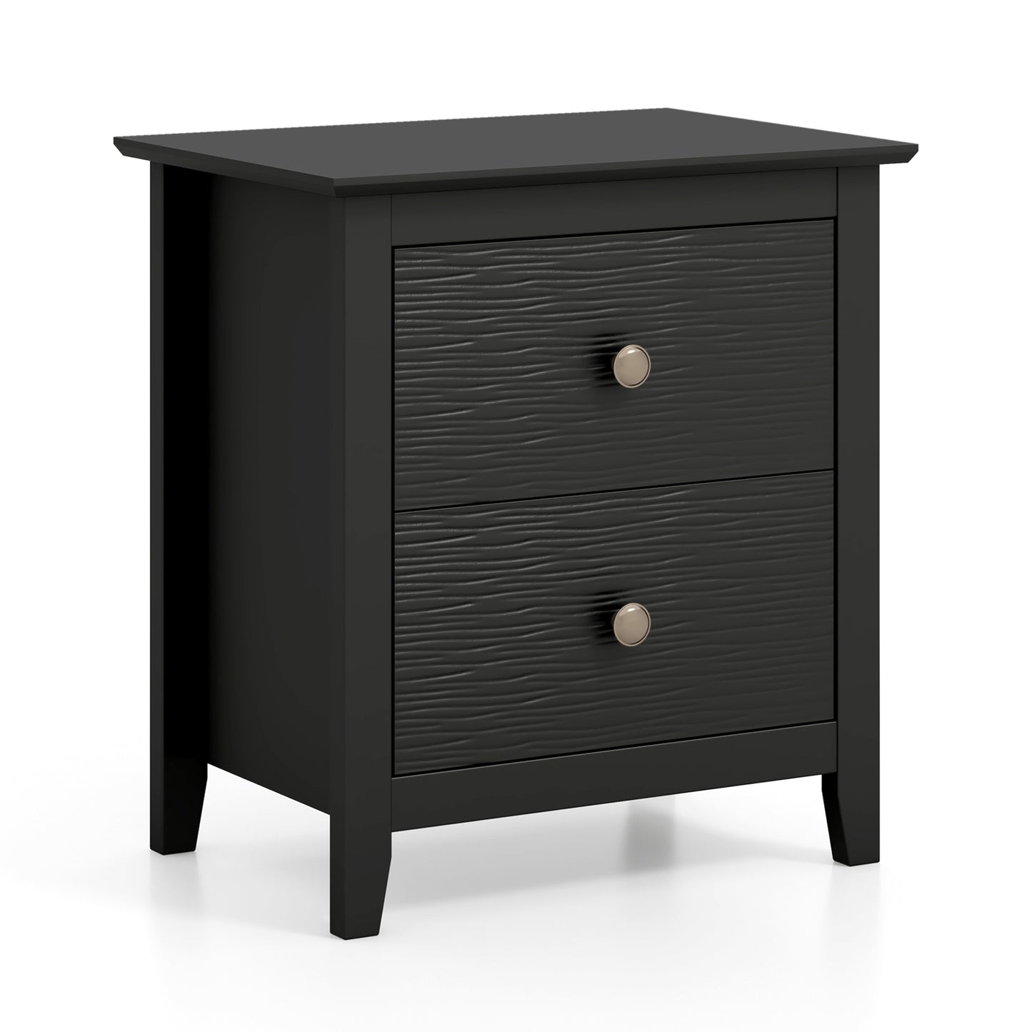 Compact 2 Drawer Nightstand for Small Spaces with Sleek Modern Design in Black