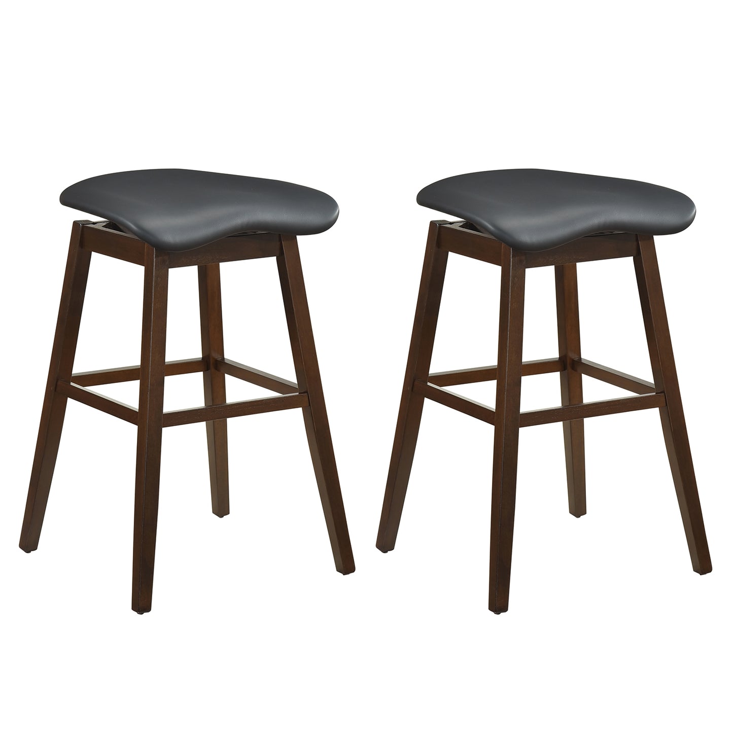 Modern Swivel Bar Stools with Contoured Cushioned Seats and Footrests Set of 2