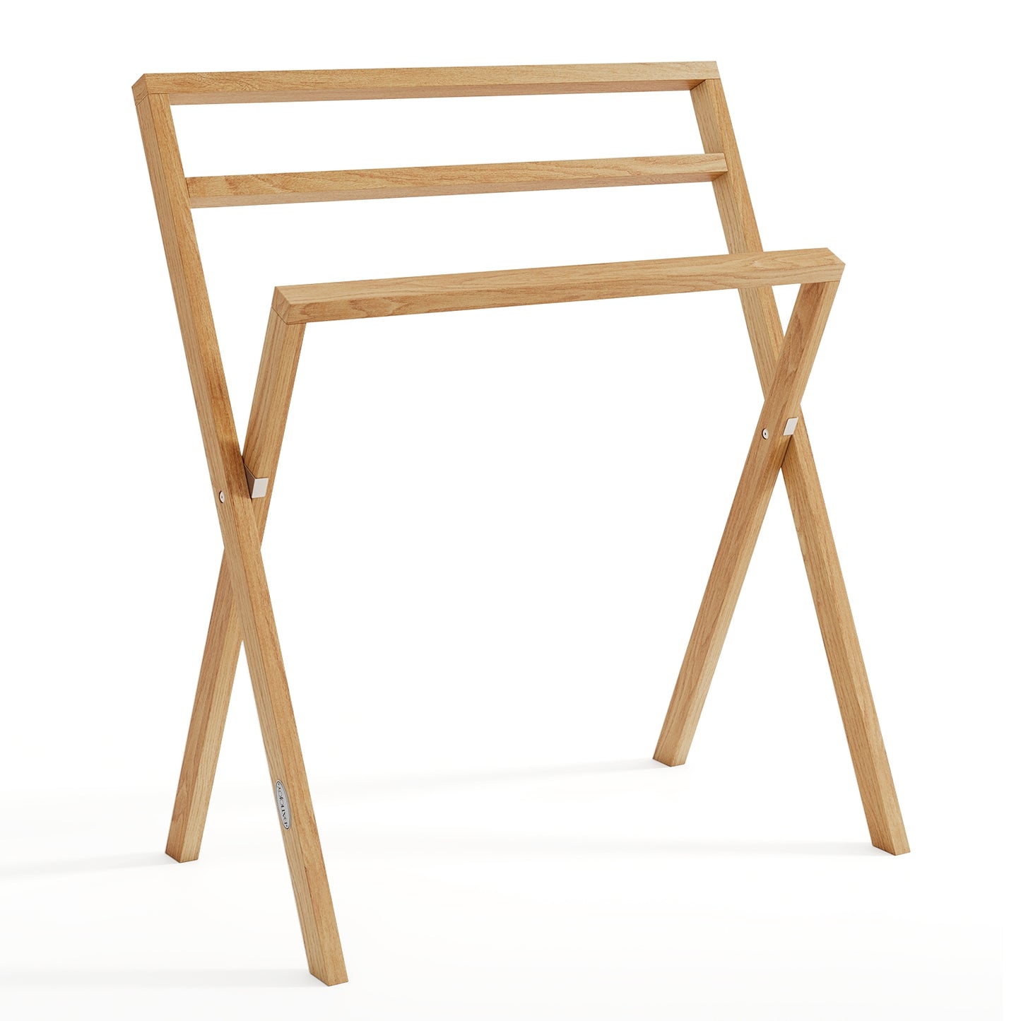 Freestanding 3 Bar Teak Towel Rack with Foldable Design