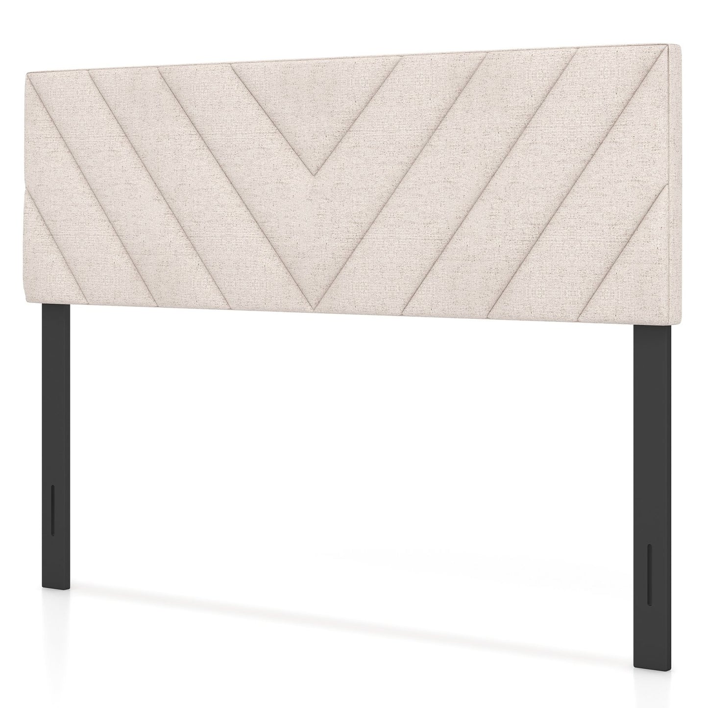 Adjustable Linen Upholstered Headboard for Full & Queen Size Beds - Beige