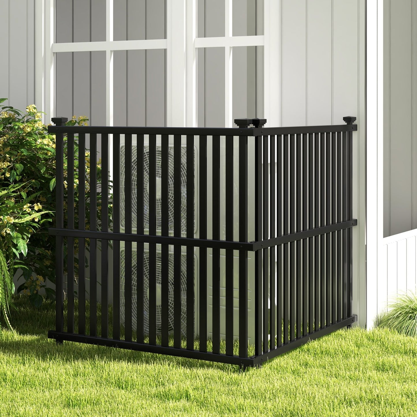Outdoor Air Conditioner Privacy Fence Panel with Metal Stakes for Enhanced Stability