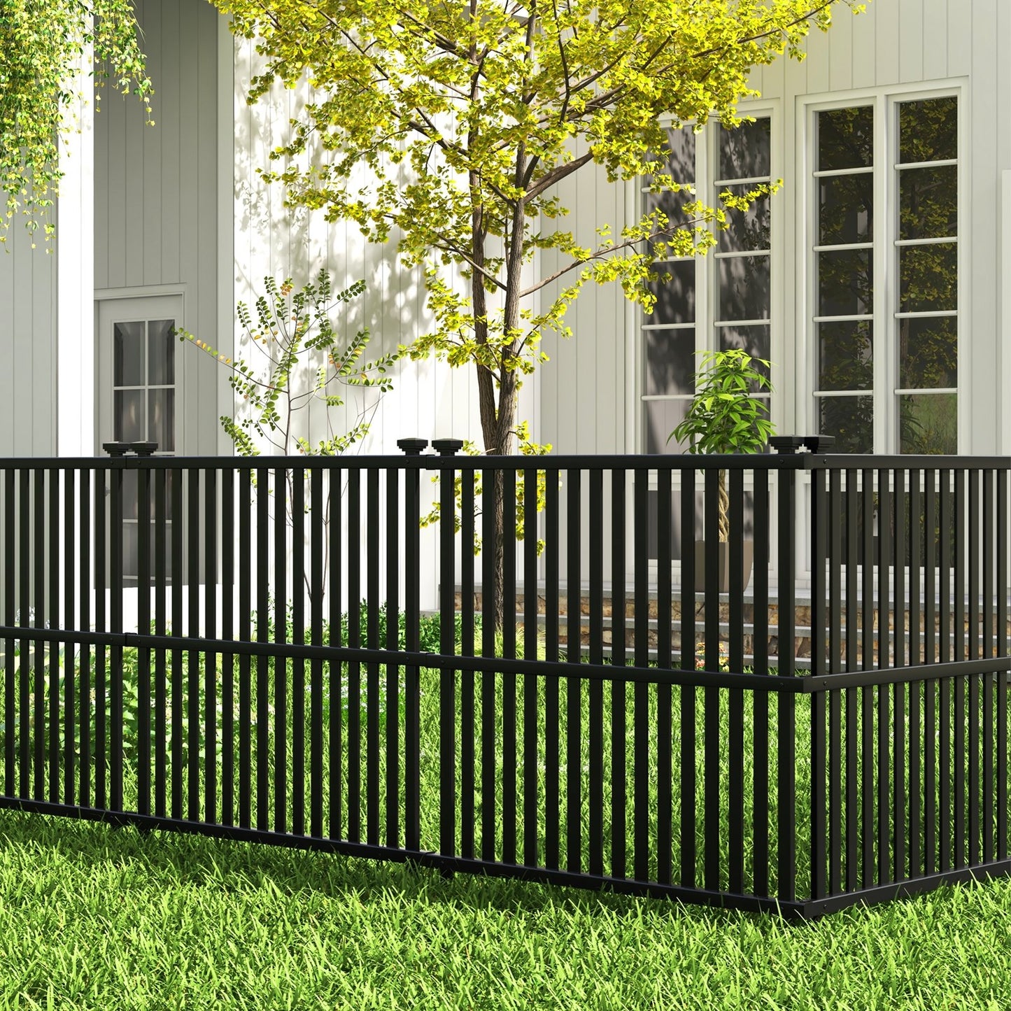 Outdoor Air Conditioner Privacy Fence Panel with Metal Stakes for Enhanced Stability