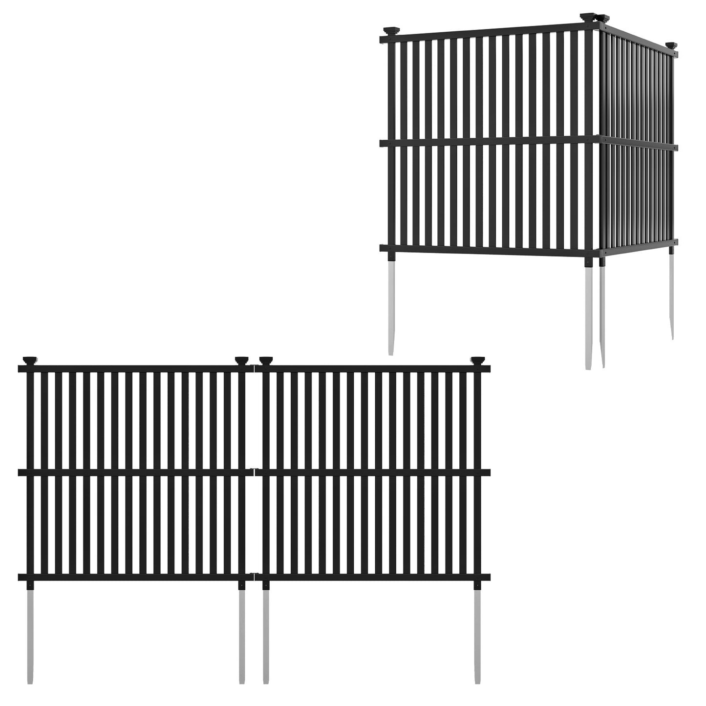 Outdoor Air Conditioner Privacy Fence Panel with Metal Stakes for Enhanced Stability