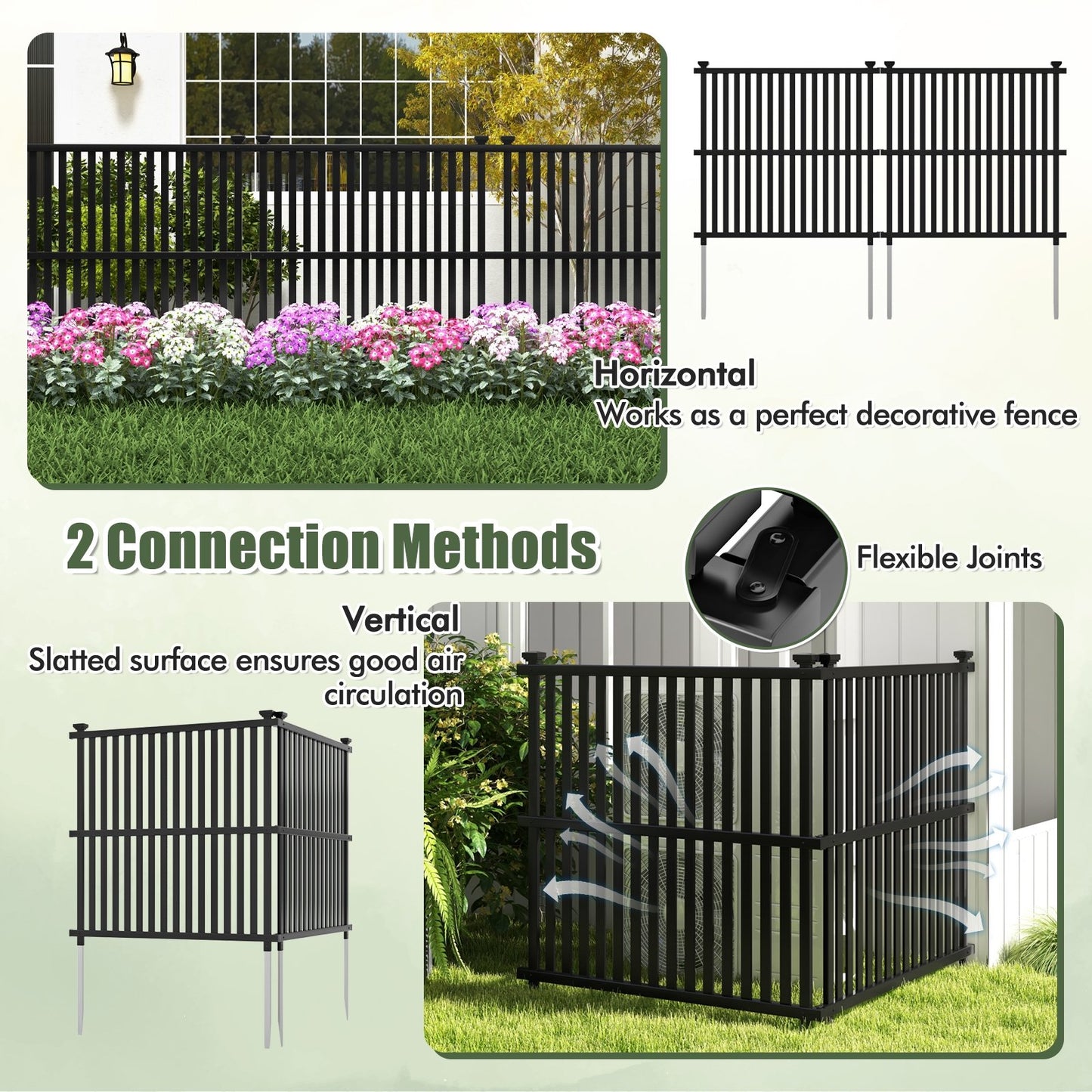 Outdoor Air Conditioner Privacy Fence Panel with Metal Stakes for Enhanced Stability