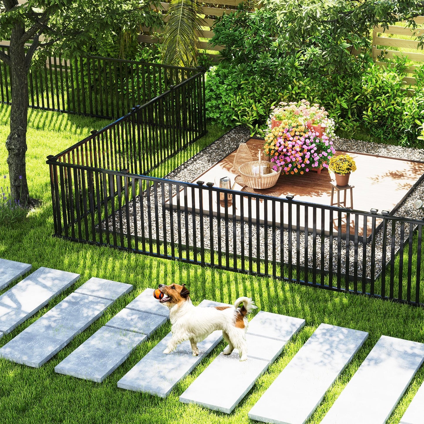 2 Piece 80 x 51 Inch Premium Vinyl Picket Fence Panels for Garden & Outdoor Spaces