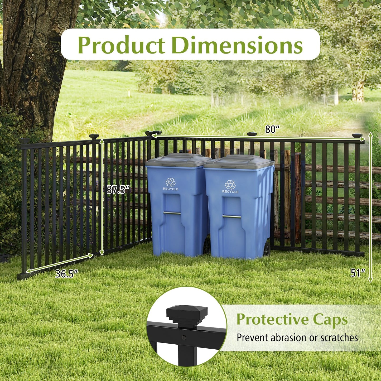 2 Piece 80 x 51 Inch Premium Vinyl Picket Fence Panels for Garden & Outdoor Spaces