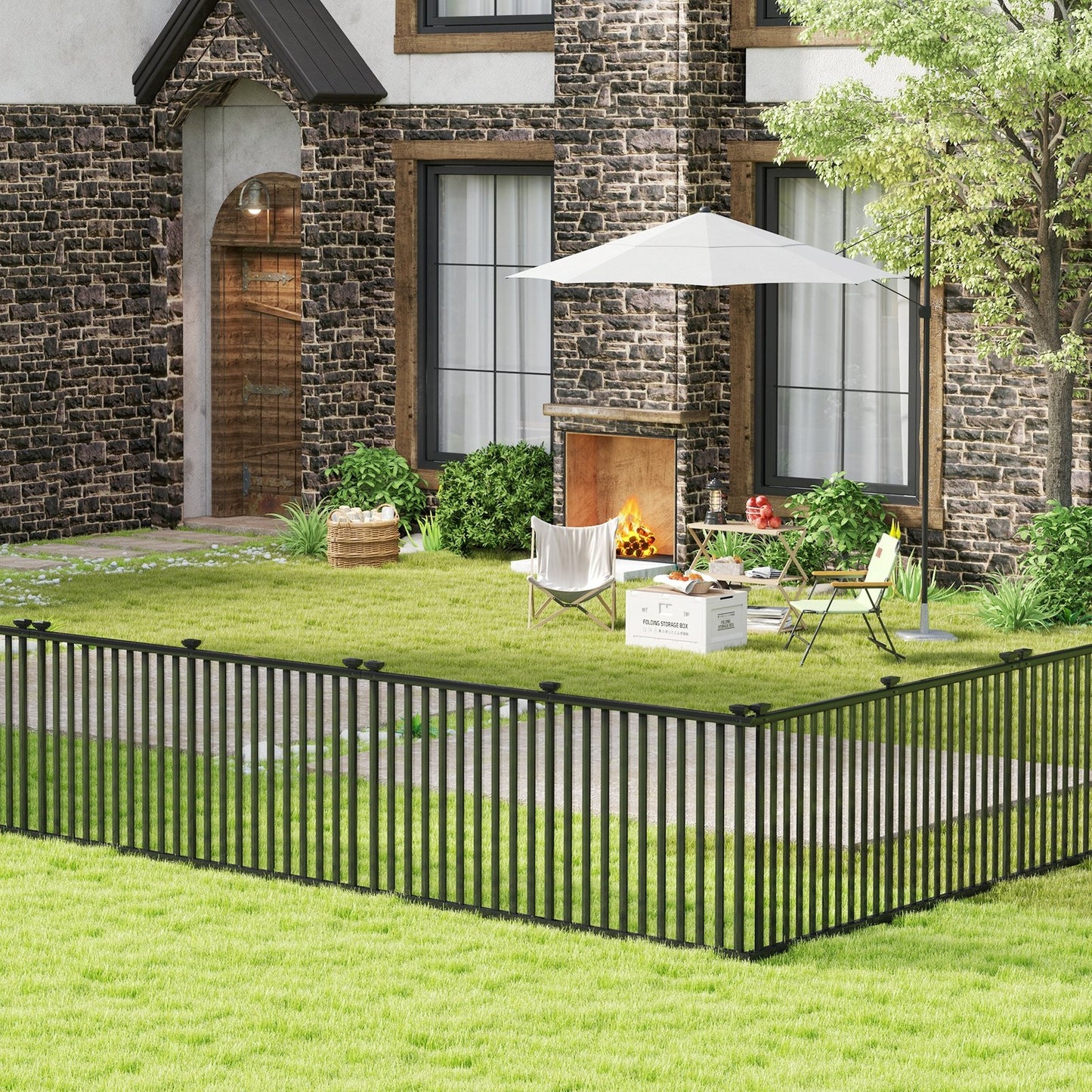 2 Piece 80 x 51 Inch Premium Vinyl Picket Fence Panels for Garden & Outdoor Spaces