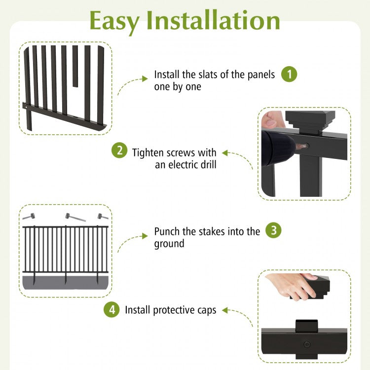 2 Piece 80 x 51 Inch Premium Vinyl Picket Fence Panels for Garden & Outdoor Spaces
