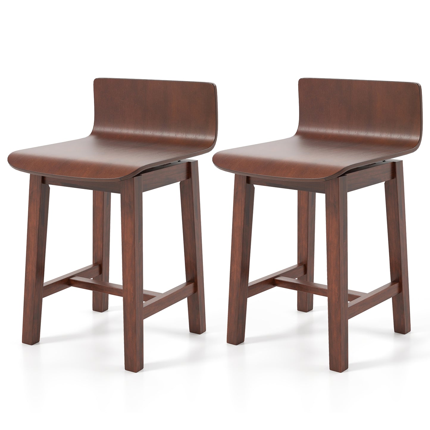 Comfortable Swivel Dining Chairs with Low Back and Curved Seat Set of 2