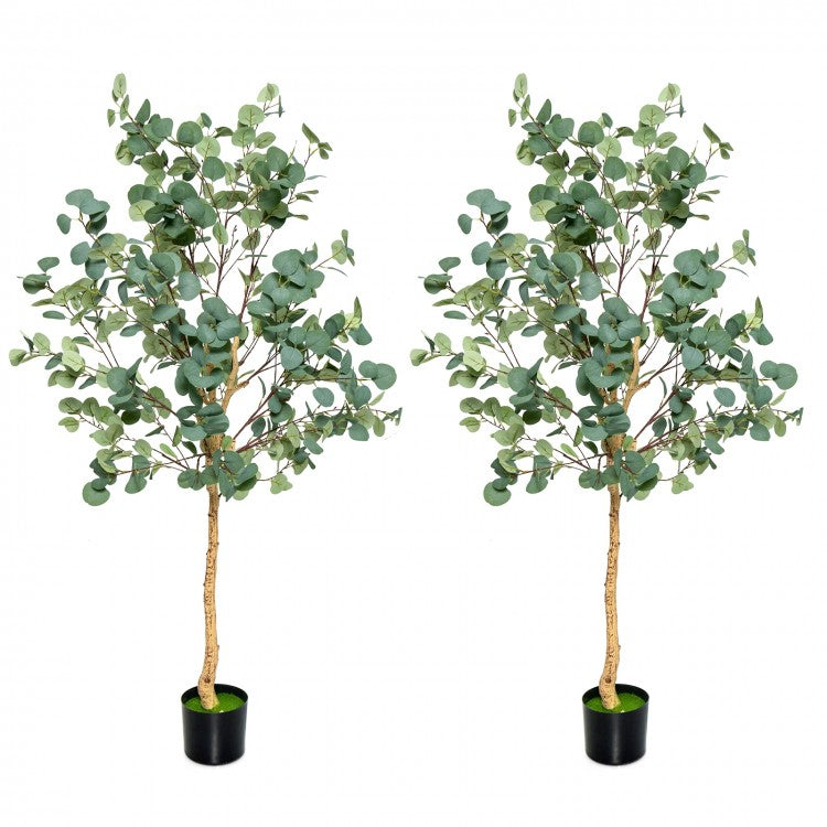 5.5ft Lifelike Artificial Eucalyptus Tree with 517 Silver Dollar Leaves for Home & Office Decor