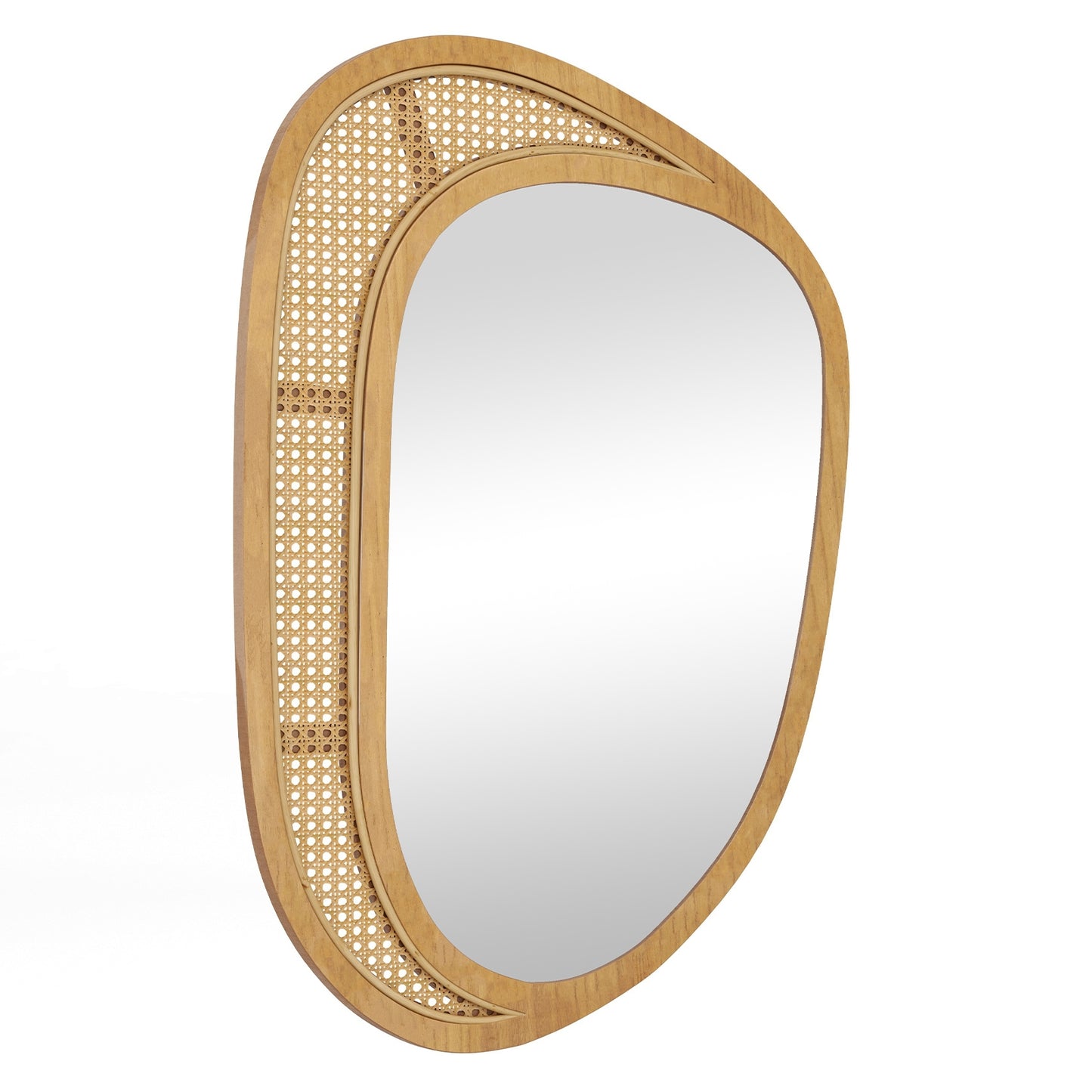 Boho Chic Irregular Wall Mirror with Wooden Frame – Decorative Accent for Any Room