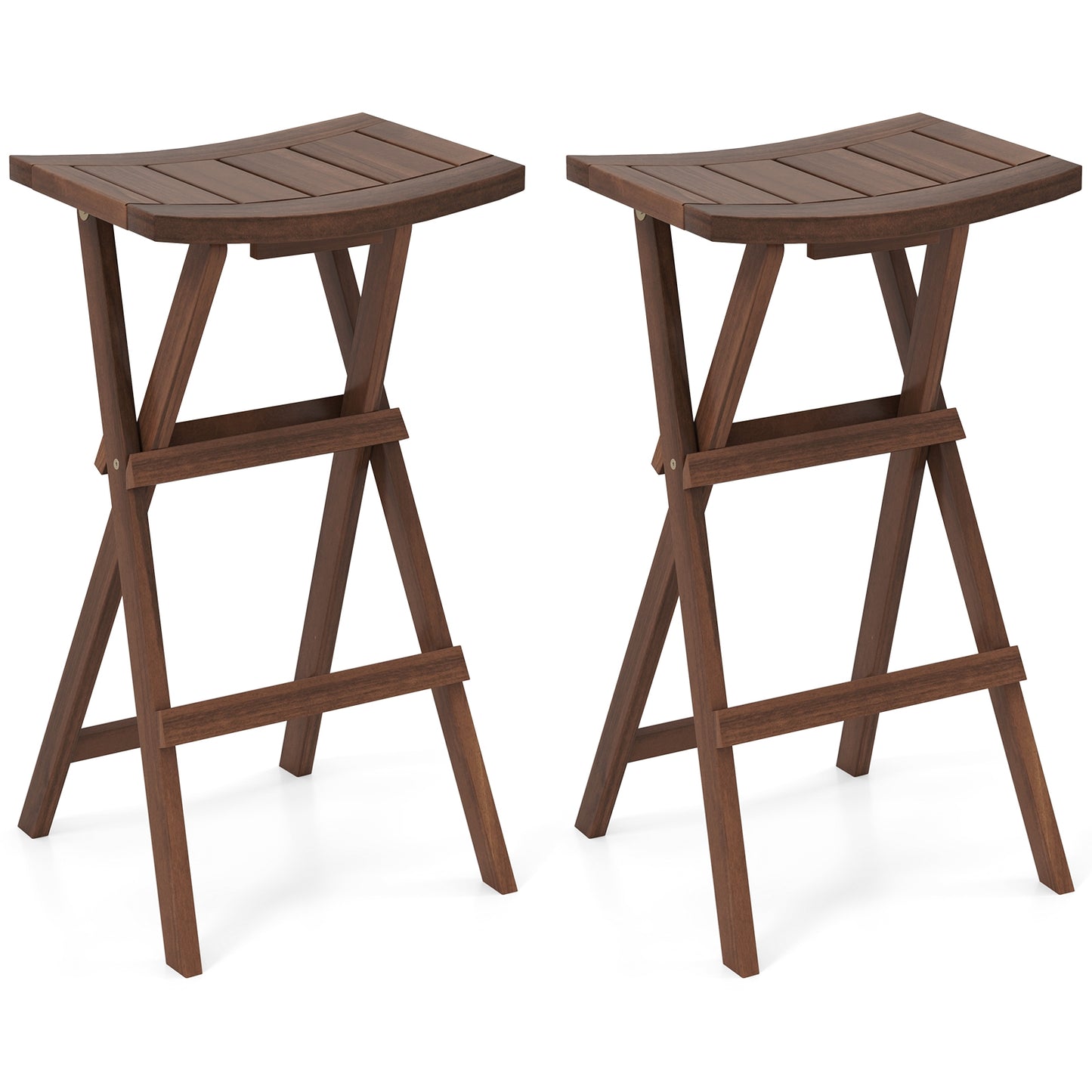 Pair of Bar Stools with Saddle Seats and Footrests for Kitchen Island and Balcony