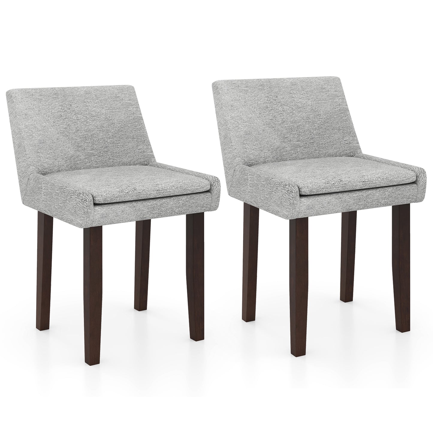 Upholstered Fabric Accent Dining Chairs with Wood Legs Set of 2