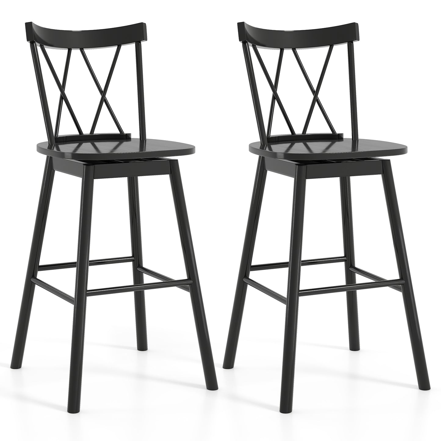 Windsor Bar Stools with Ergonomic Backrest and Footrests Set of 2 – 29 Inch