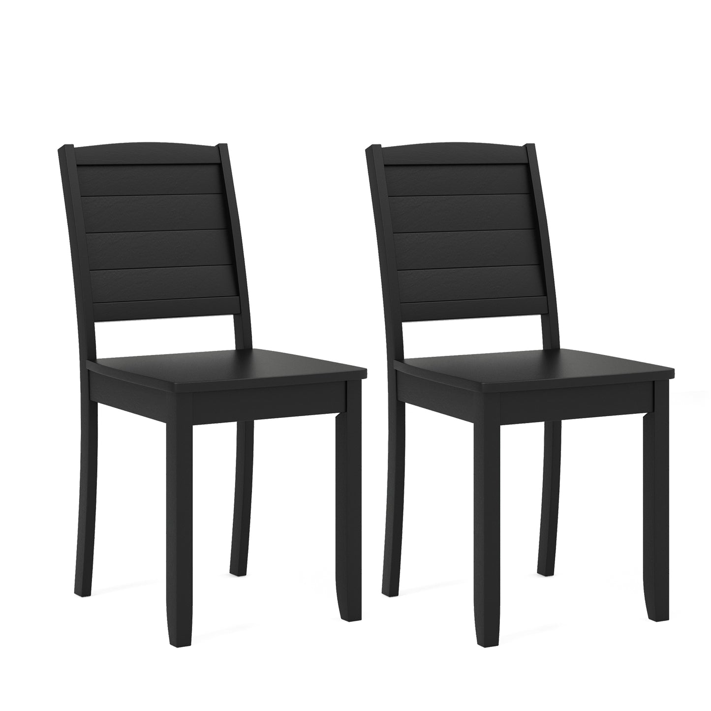 Set of 2 Modern Wood Dining Chairs Armless with Rubber Wood Legs – Black