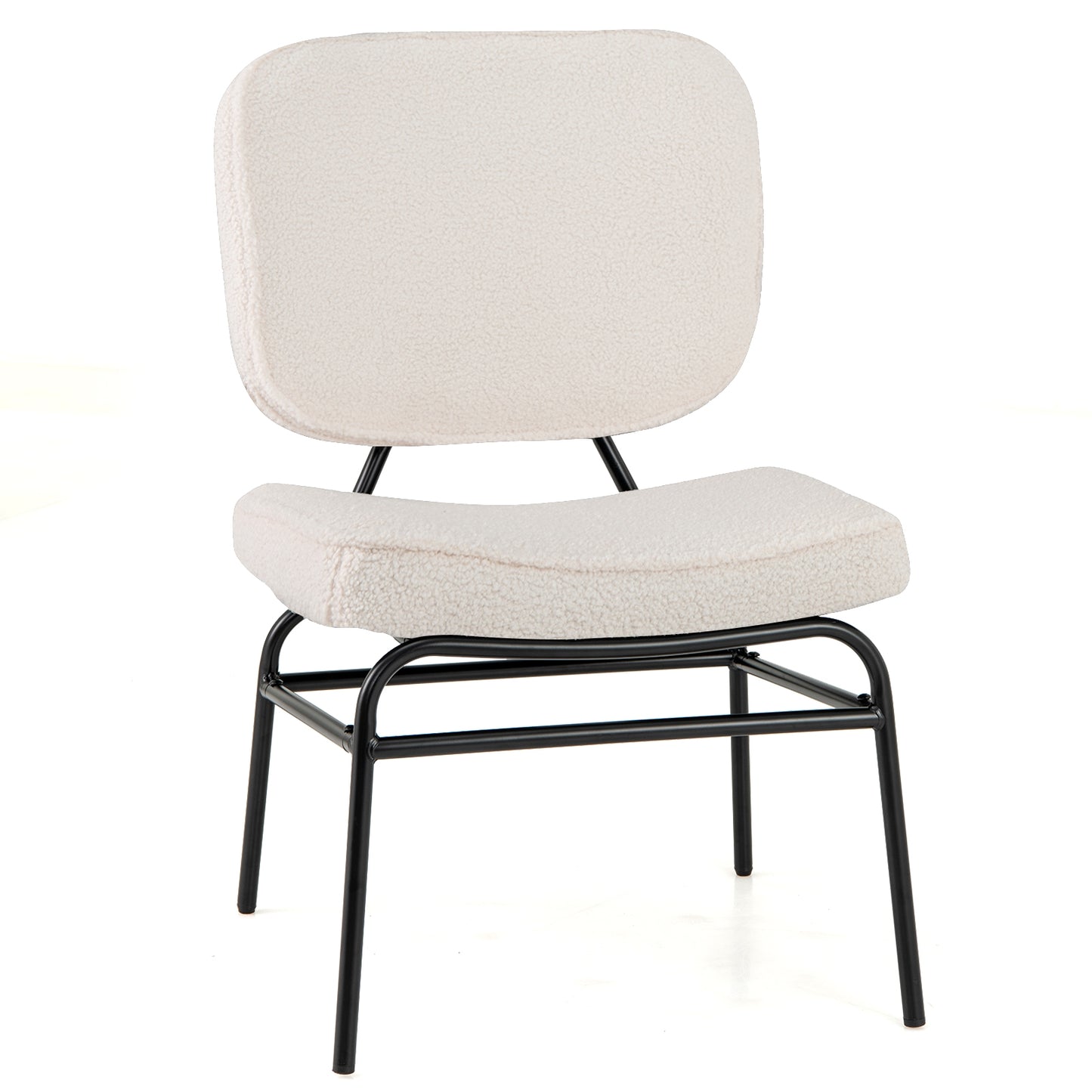 Cozy Sherpa Fabric Accent Chair with Ergonomic Back and Cushioned Seat - Beige