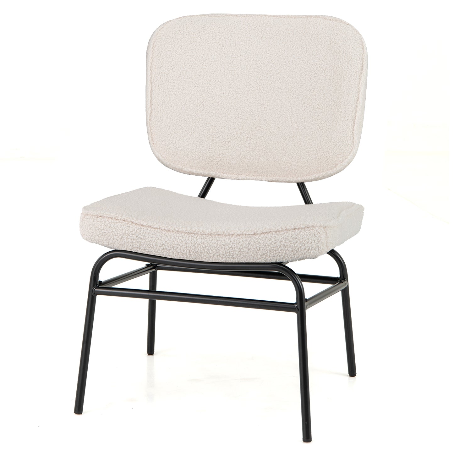 Cozy Sherpa Fabric Accent Chair with Ergonomic Back and Cushioned Seat - Beige