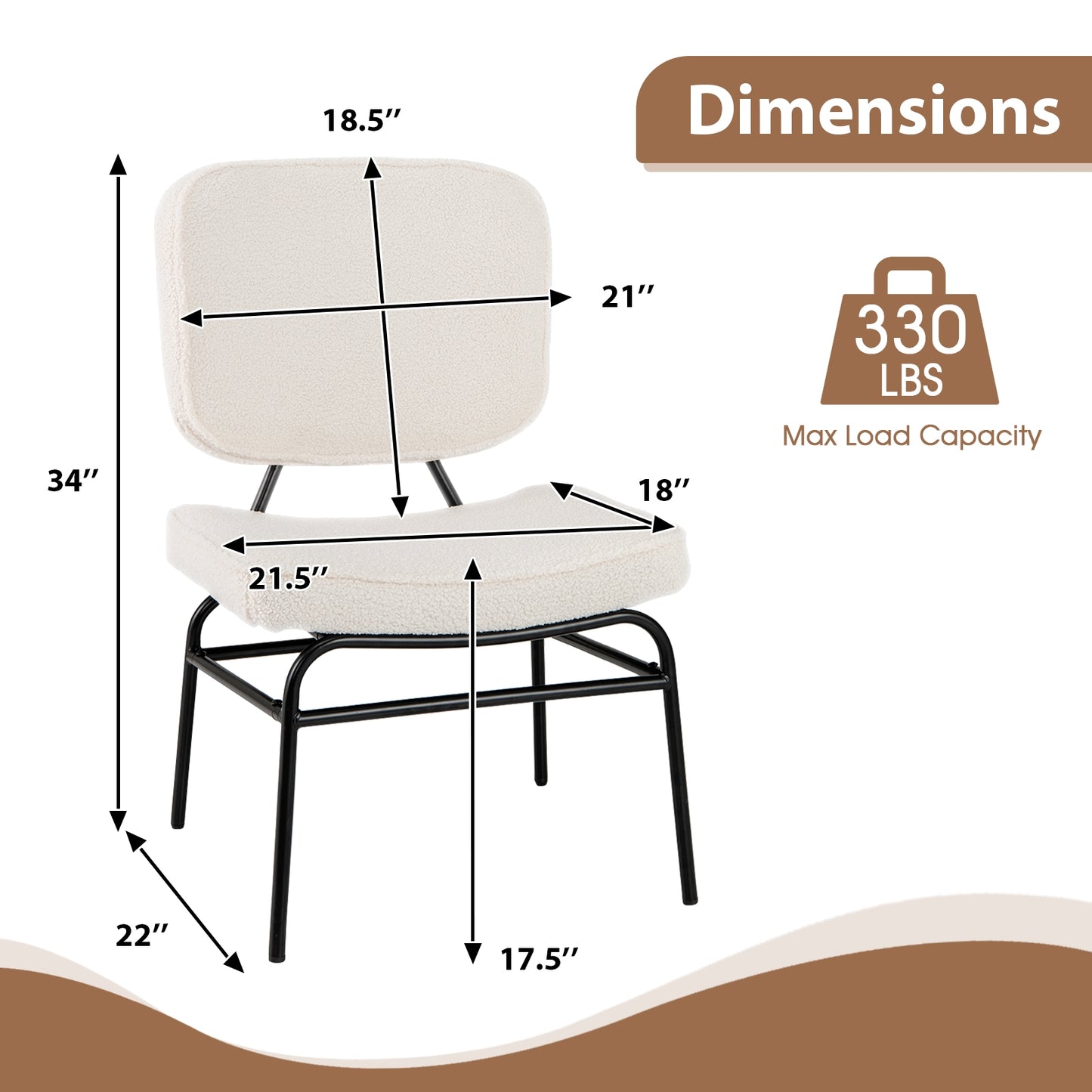 Cozy Sherpa Fabric Accent Chair with Ergonomic Back and Cushioned Seat - Beige