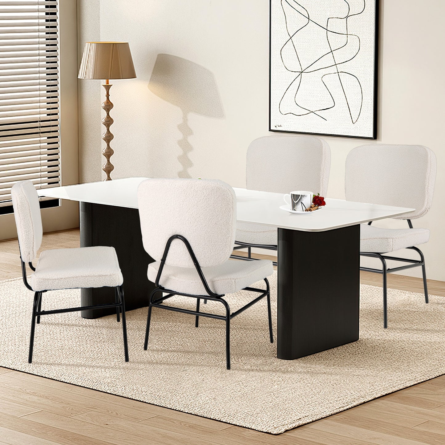 Cozy Sherpa Fabric Accent Chair with Ergonomic Back and Cushioned Seat - Beige