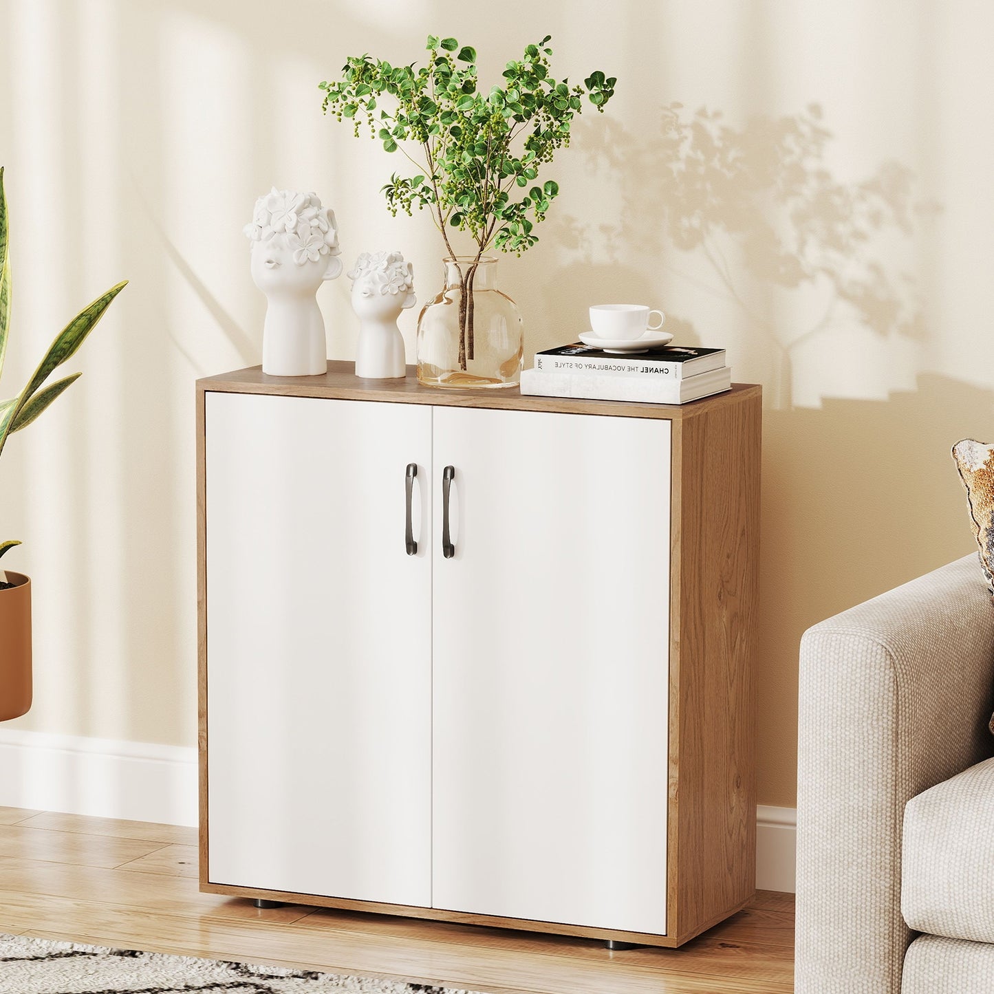 Modern Coffee Bar Sideboard with Adjustable Storage Shelf for Kitchen or Dining Space
