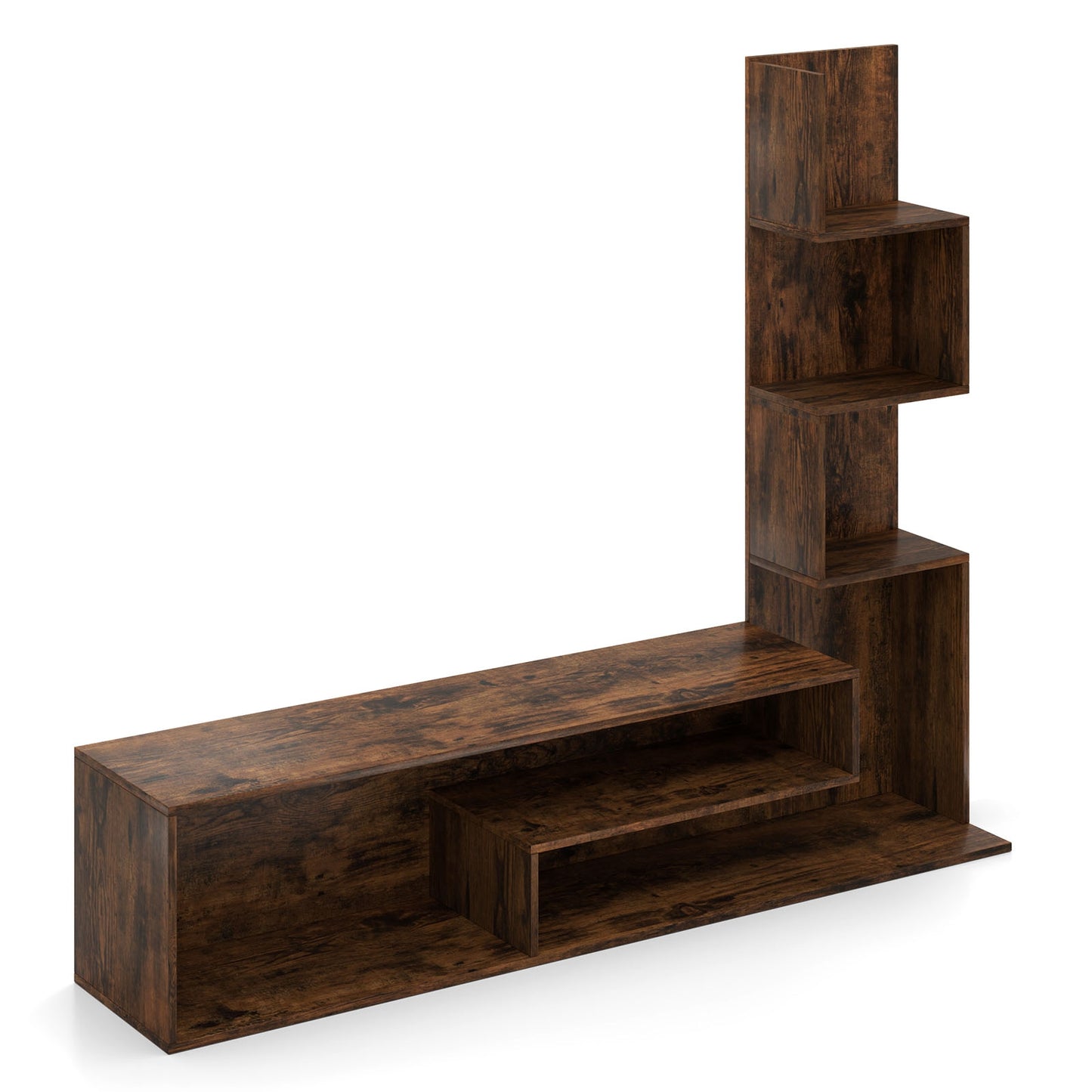 Modern L-Shaped Cube TV Stand with Open Storage Shelves for TVs up to 50 Inches