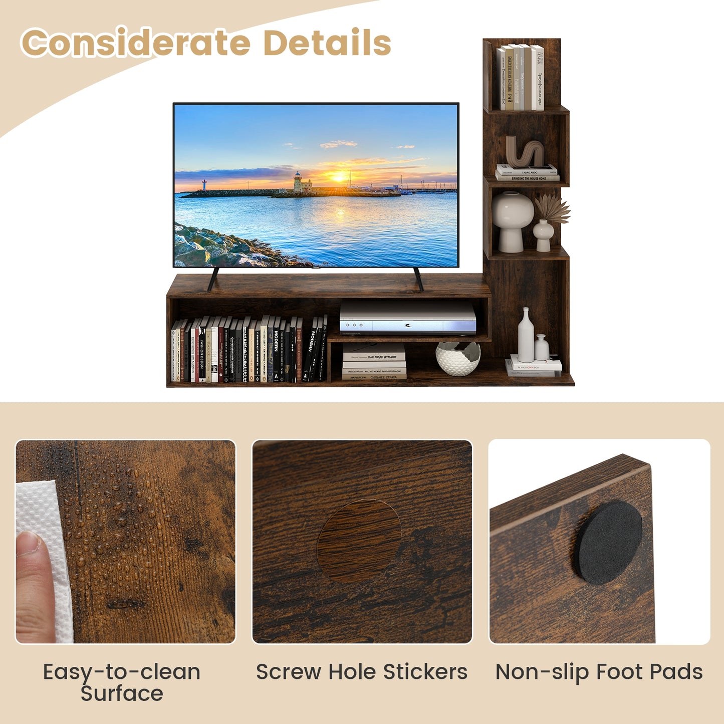 Modern L-Shaped Cube TV Stand with Open Storage Shelves for TVs up to 50 Inches