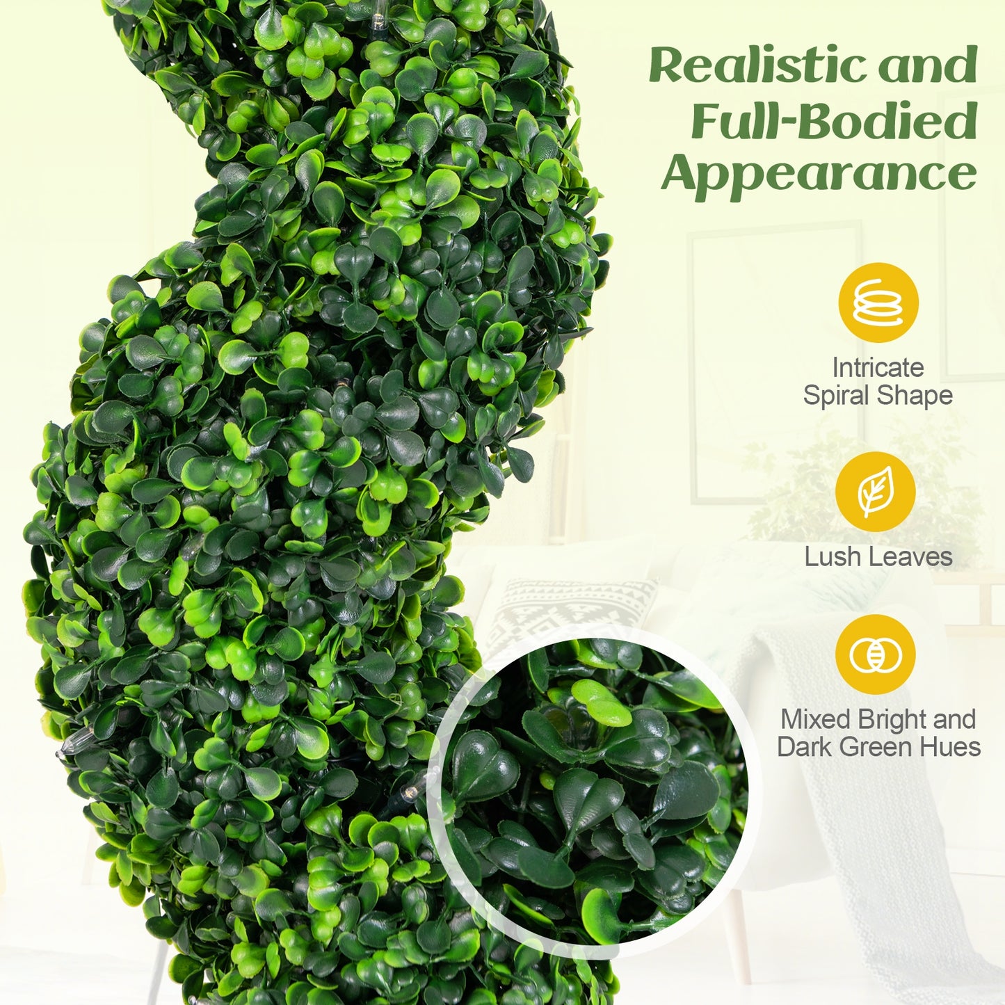 Set of 2 Pre-Lit Spiral Boxwood Topiary Trees with 100 LED Lights – Artificial Potted Greenery for Indoor & Outdoor Decor