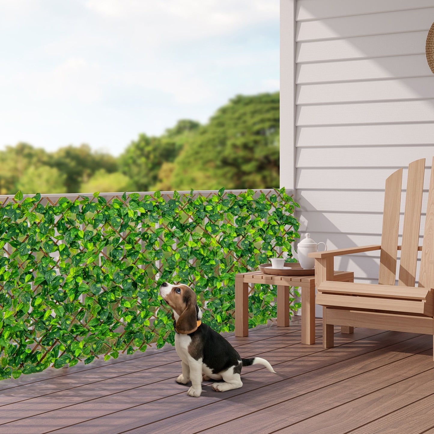 Expandable Faux Ivy Privacy Screen with Willow Frame – Decorative Artificial Fencing Panel