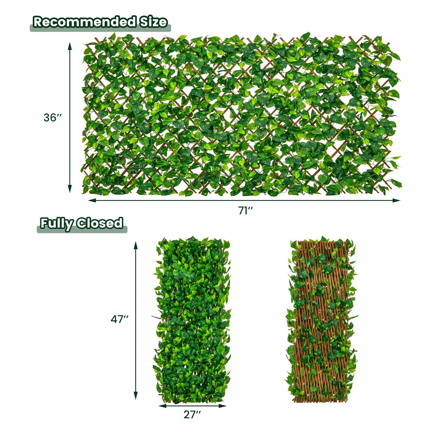 Expandable Faux Ivy Privacy Screen with Willow Frame – Decorative Artificial Fencing Panel