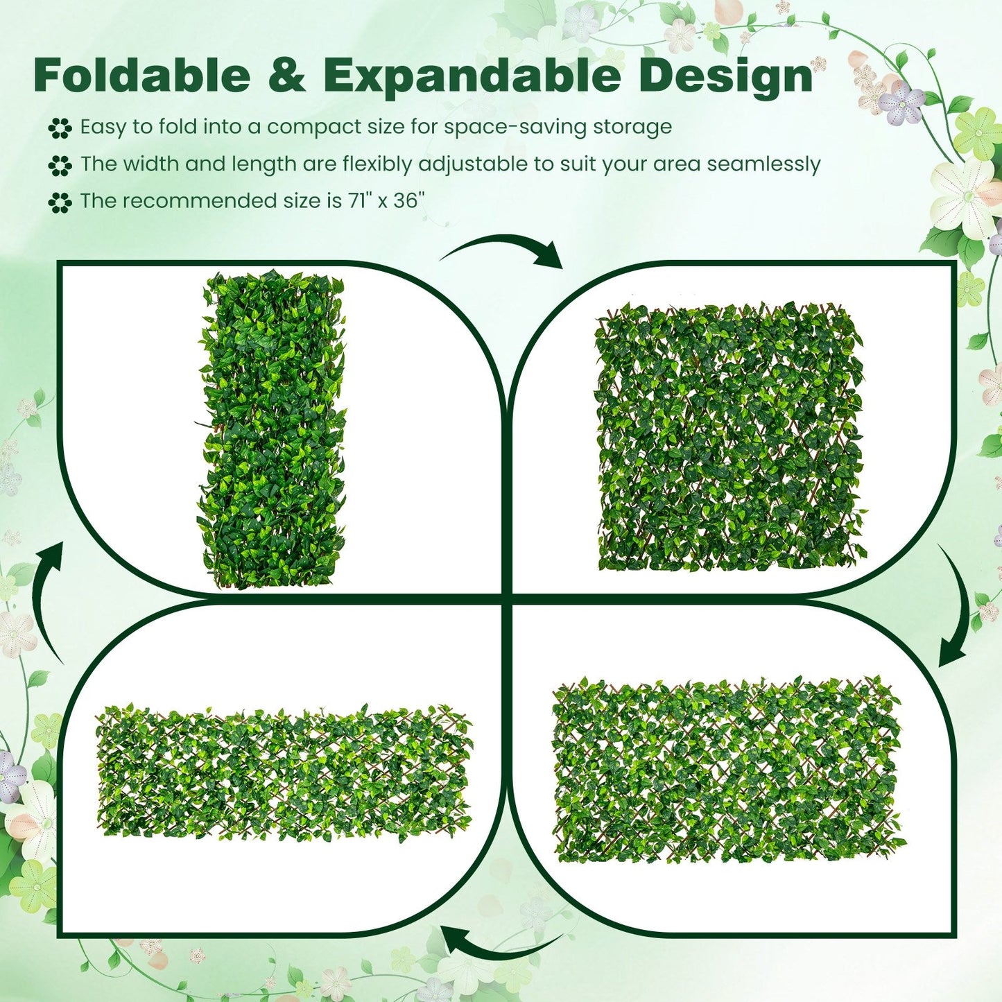 Expandable Faux Ivy Privacy Screen with Willow Frame – Decorative Artificial Fencing Panel