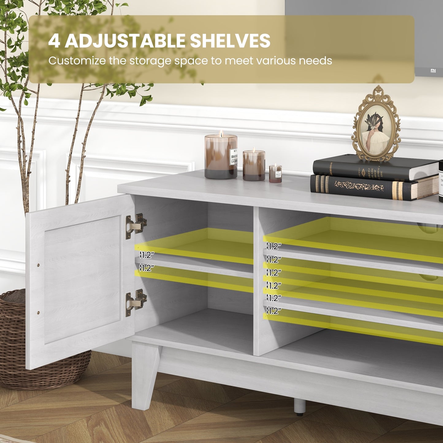 Rustic Farmhouse TV Console with Barn Doors and Adjustable Storage for TVs up to 65 Inches